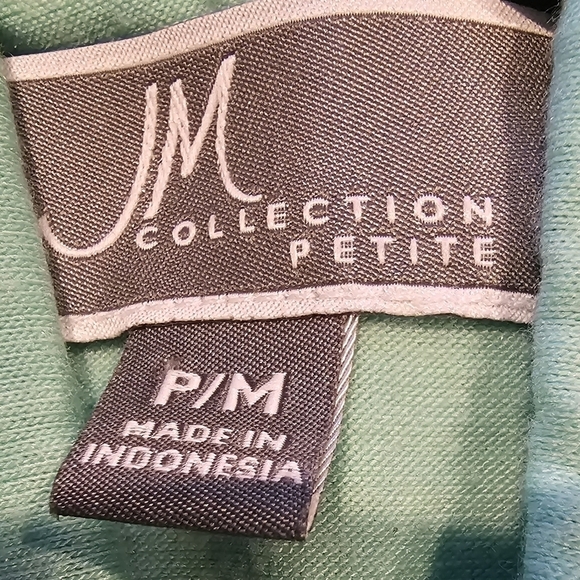 JM Collection Batwing Faux Lace Overlay Short Sleeve Tunic Size PM - Picture 5 of 11